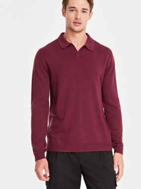 Alfani Men's Long-Sleeve Johnny Collar Merino Sweater, SIZE XXXL NWT